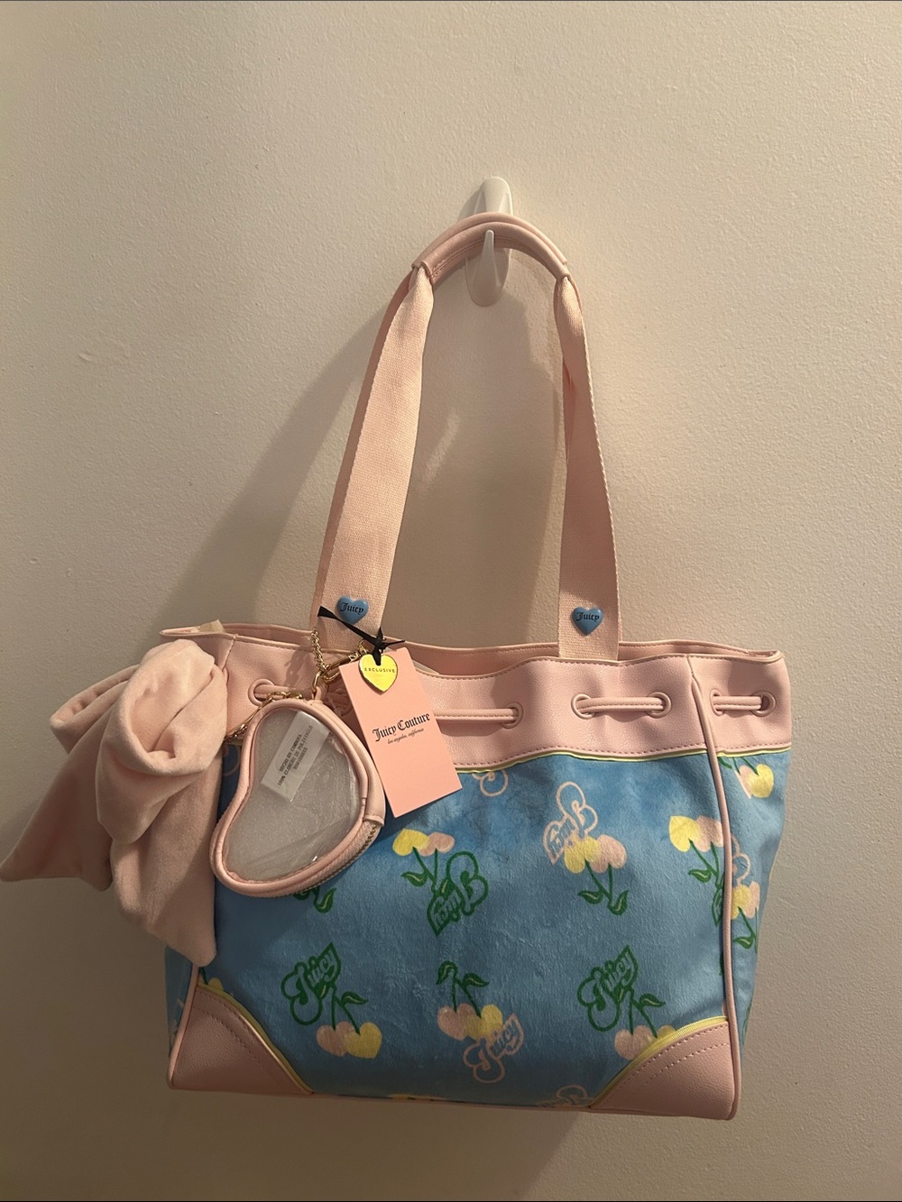 Juicy Couture Pink & Blue Cherry Tote Bag by